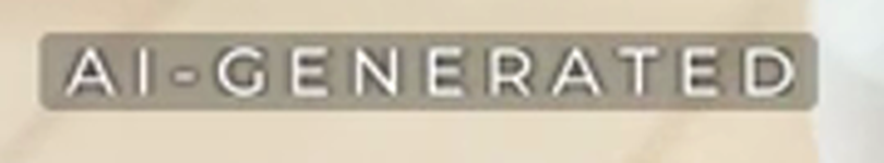 Close-up of the AI-GENERATED marking as it appears in a delivered video